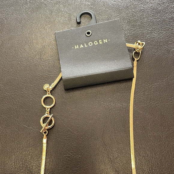 HALOGEN Inset Curb Chain Long Necklace - Picture 3 of 8